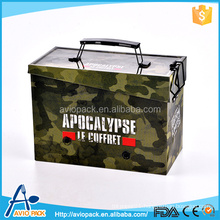 customized camouflage printed tin box with lock & handle